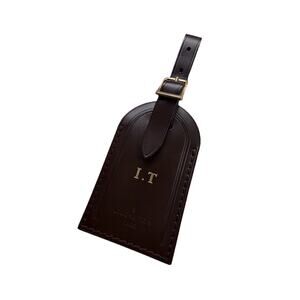 Louis Vuitton Luggage Tag w/ IT Initials Gold-tone Damier Ebene Brown France